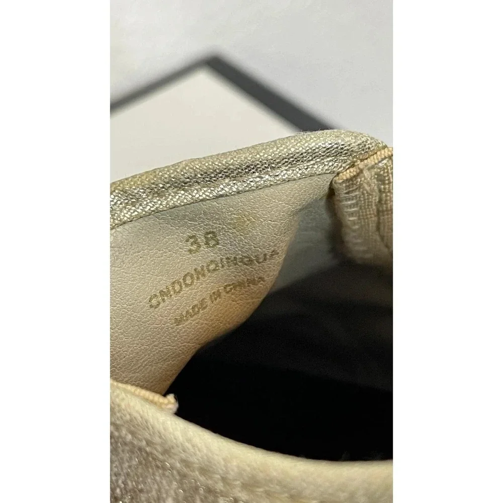 Burberry Cndonqingus Metallic Light Gold Speckle Slip On Shoes Womens 38 EU/8 US